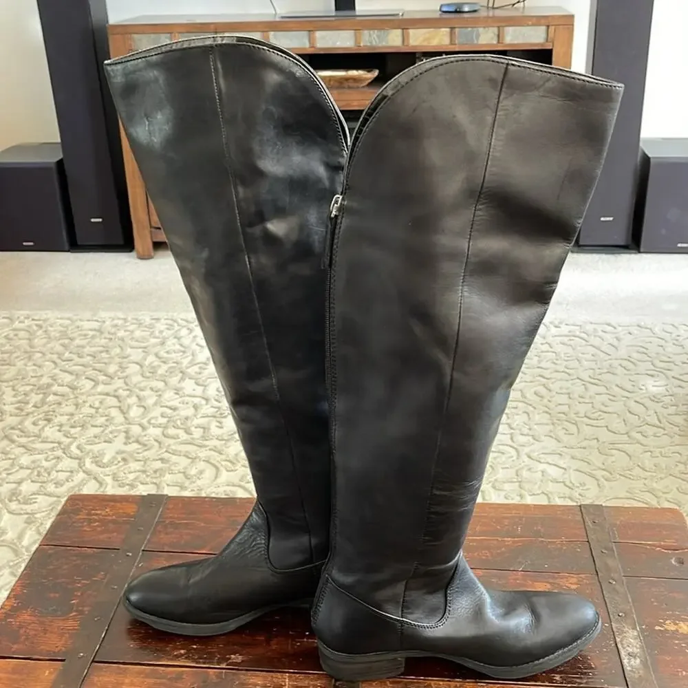 Arturo Chiang Black Leather Over The Knee Boots Size 7.5